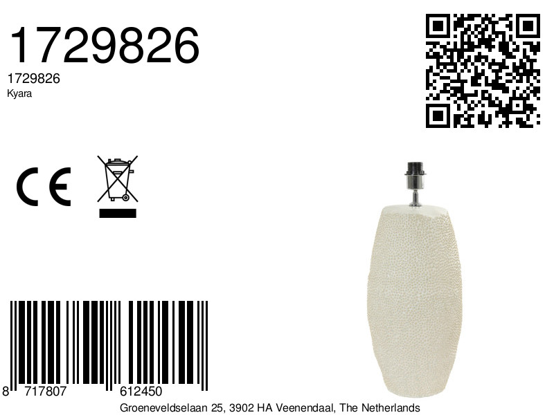 Socle de lampe de table avec texture blanche Light & Living Kyara – Image 8