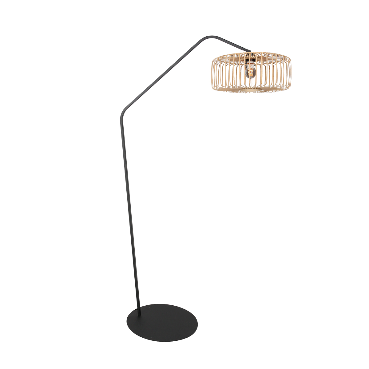 Lampadaire noir avec abat-jour en bambou Anne Lighting ZigZag