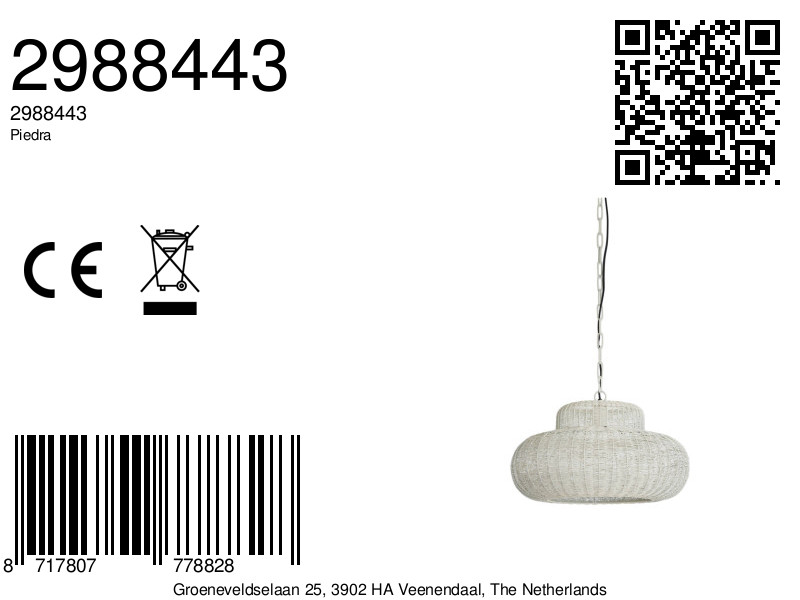 Suspension tressée blanche en osier Light & Living Piedra – Image 6