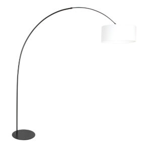 Lampadaire classique noir avec abat-jour tissu Anne Lighting Curve