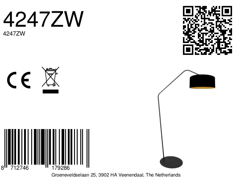 Lampadaire noir avec abat-jour noir et doré Anne Lighting ZigZag – Image 14