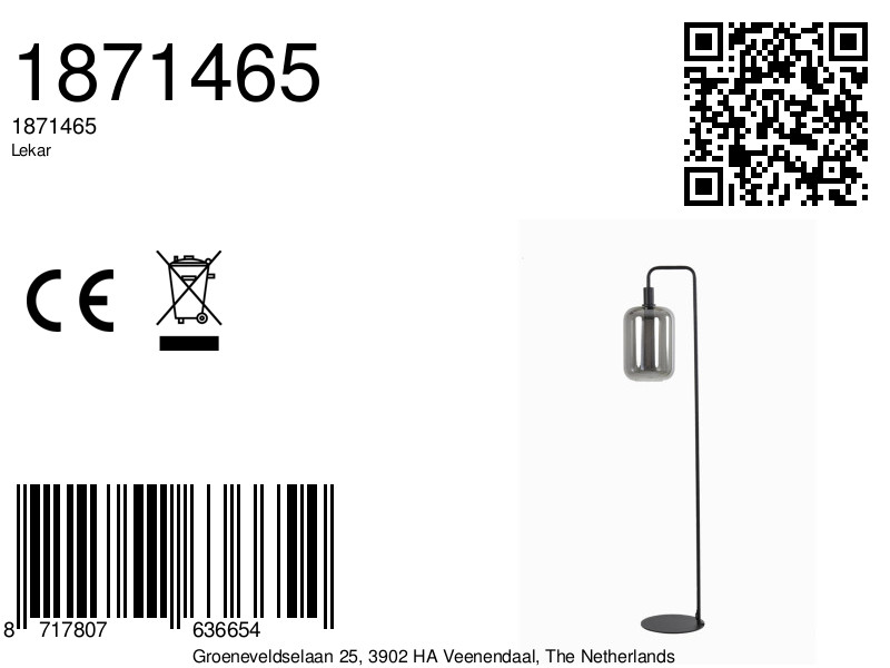 Lampadaire noir en verre fumé Light & Living Lekar – Image 8