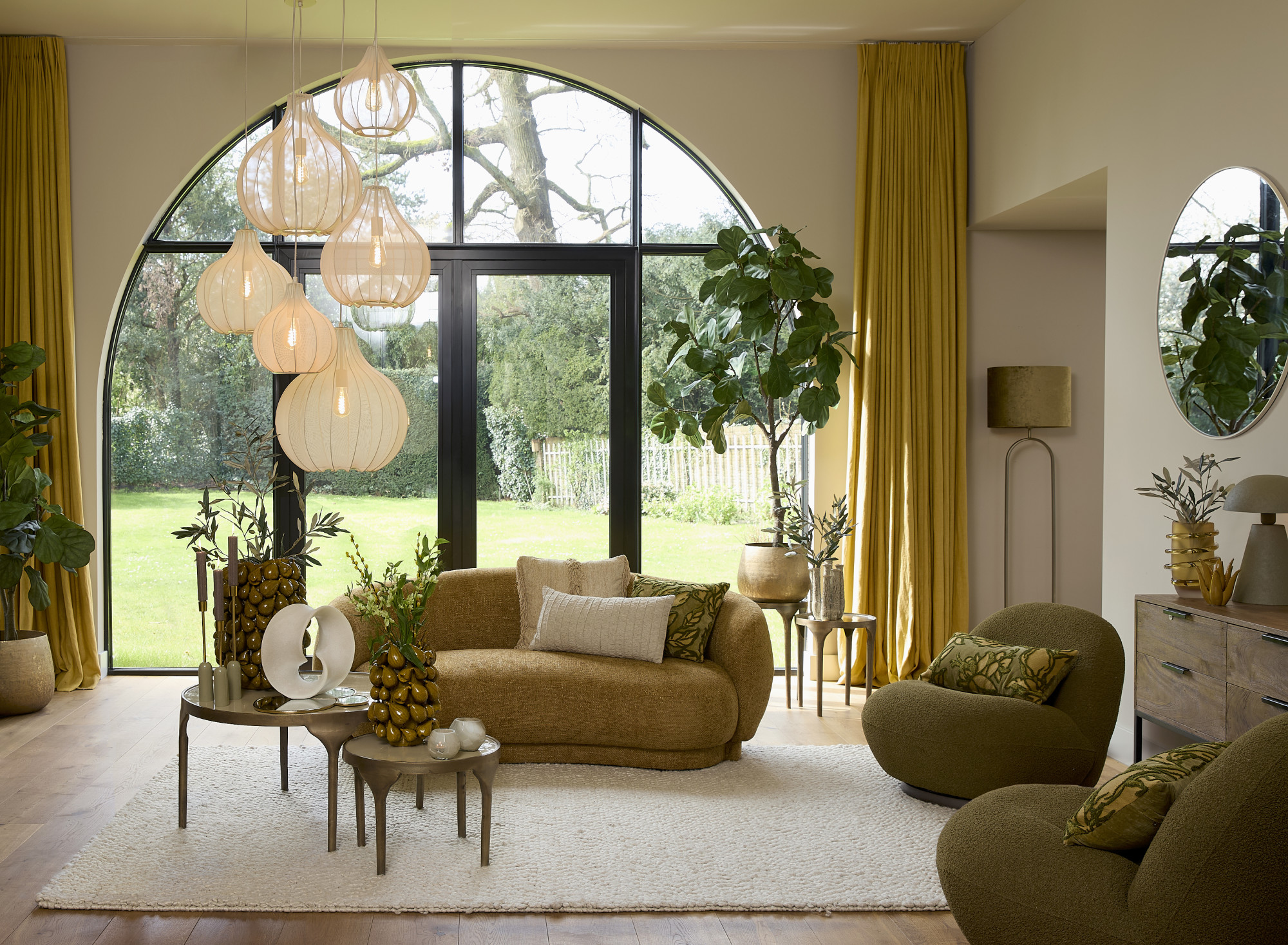 Suspension moderne en tissu beige Light & Living Elati – Image 4