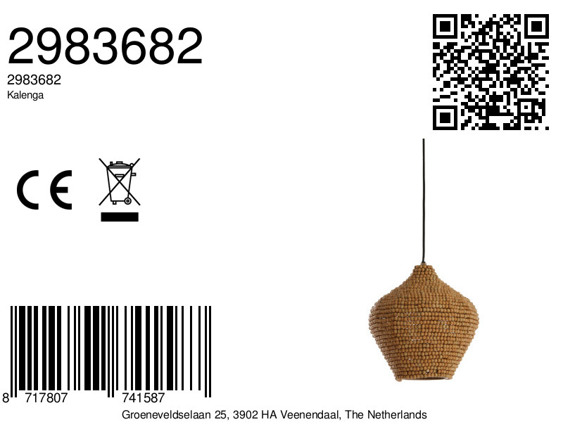 Suspension naturelle à perles de bois Light & Living Kalenga – Image 7