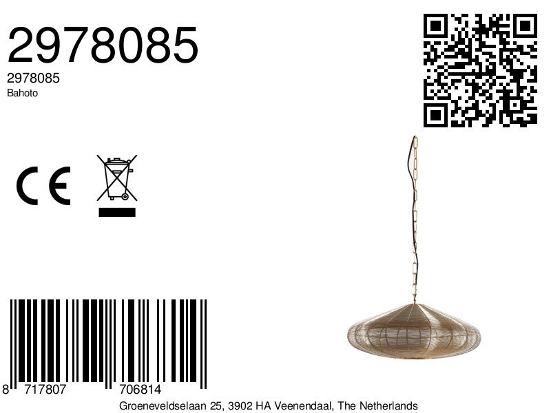 Suspension suspendue en fil doré Light & Living Bahoto – Image 8