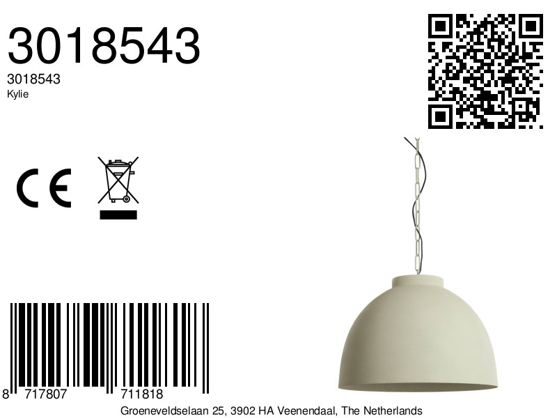 Suspension moderne en métal crème Light & Living Kylie – Image 6