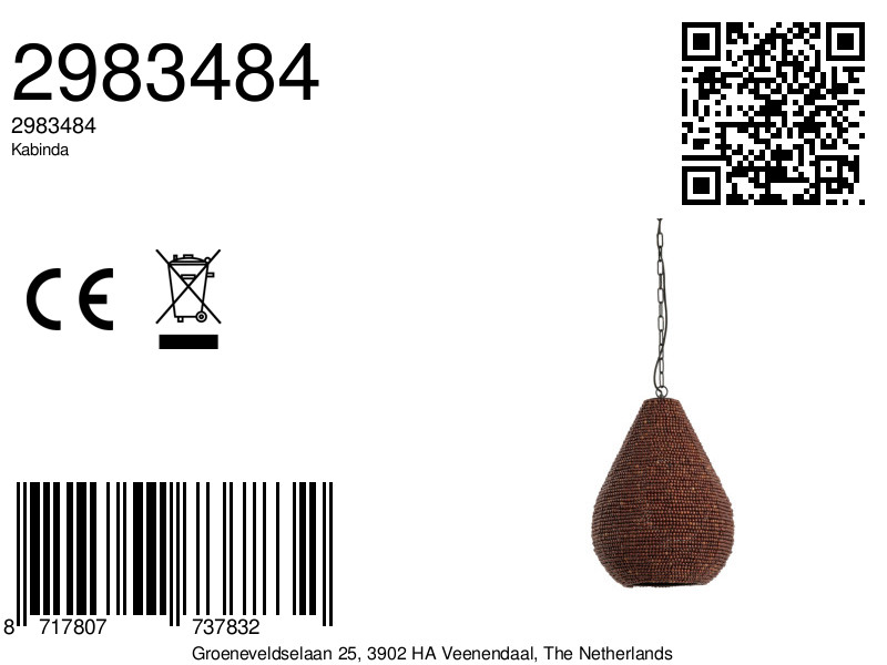 Suspension à perles marron Light & Living Kabinda – Image 3