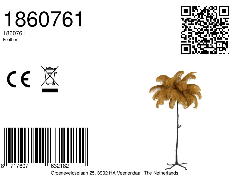 Lampadaire élégant avec plumes brunes Light & Living Feather – Image 4