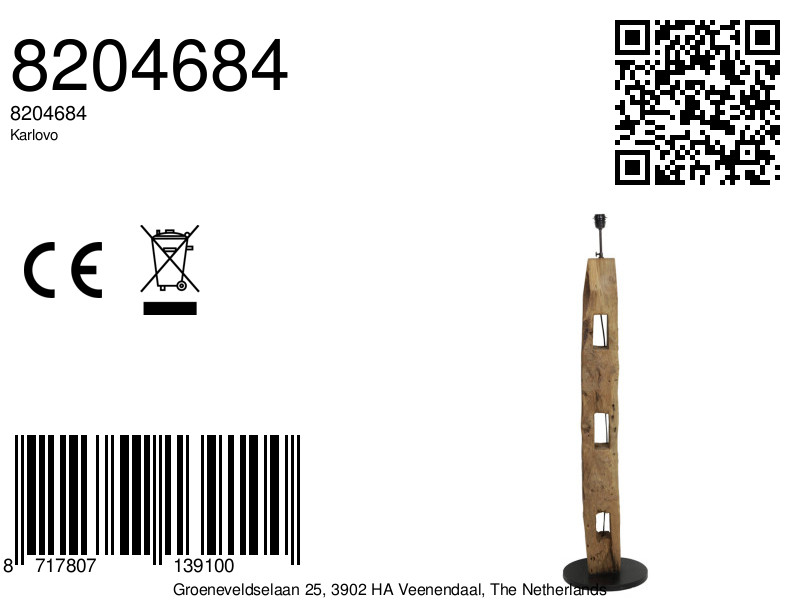 Piedestal de lampe en bois avec apparence naturelle Light & Living Karlovo – Image 9