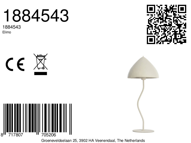 Lampe de table blanche élégante en forme de voûte Light & Living Elimo – Image 8