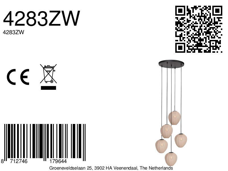 Suspension avec 5 abat-jour crème en forme de goutte Mexlite HaloSwap – Image 9