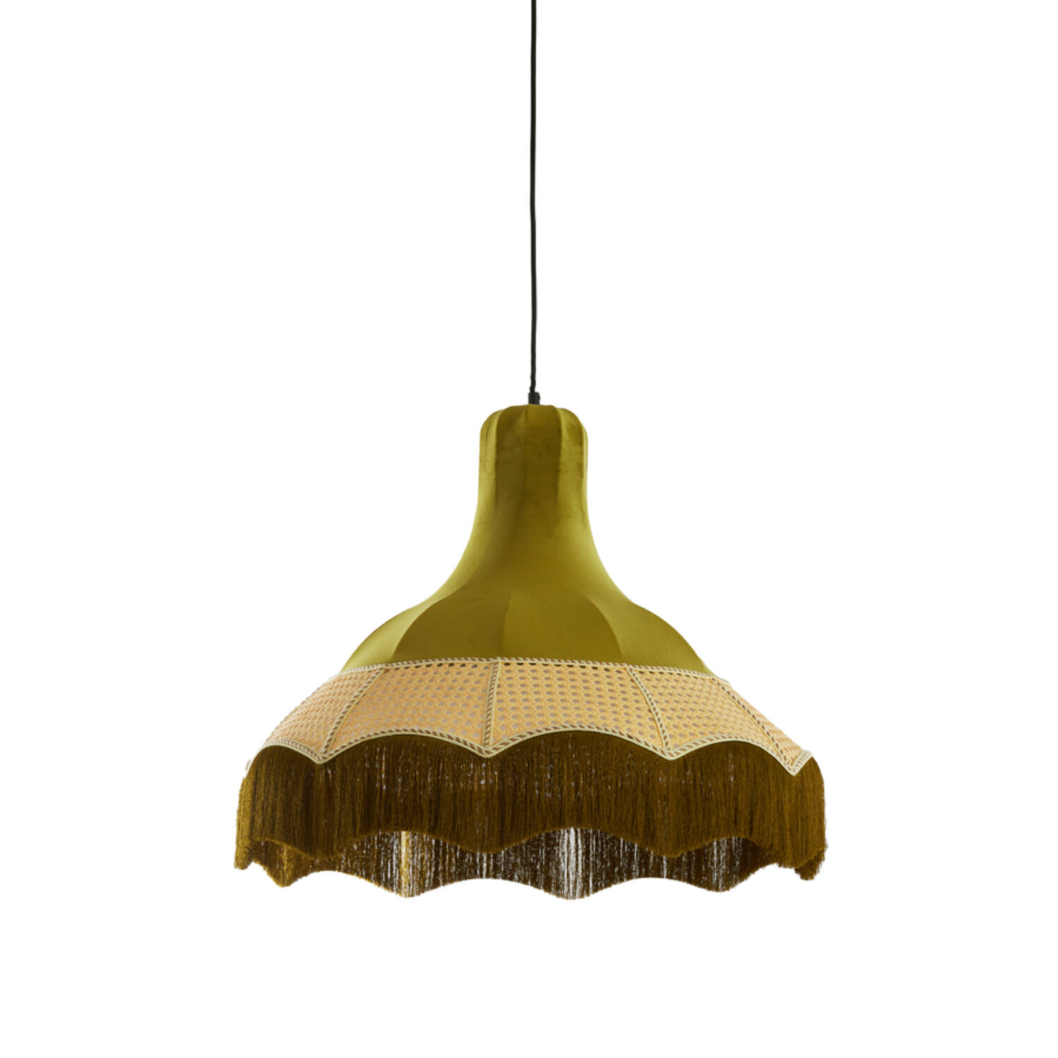 Suspension verte en velours avec franges Light & Living Mizia