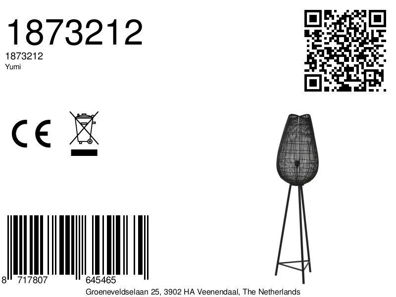 Lampadaire trépied noir avec abat-jour ovale filaire Light & Living Yumi – Image 10