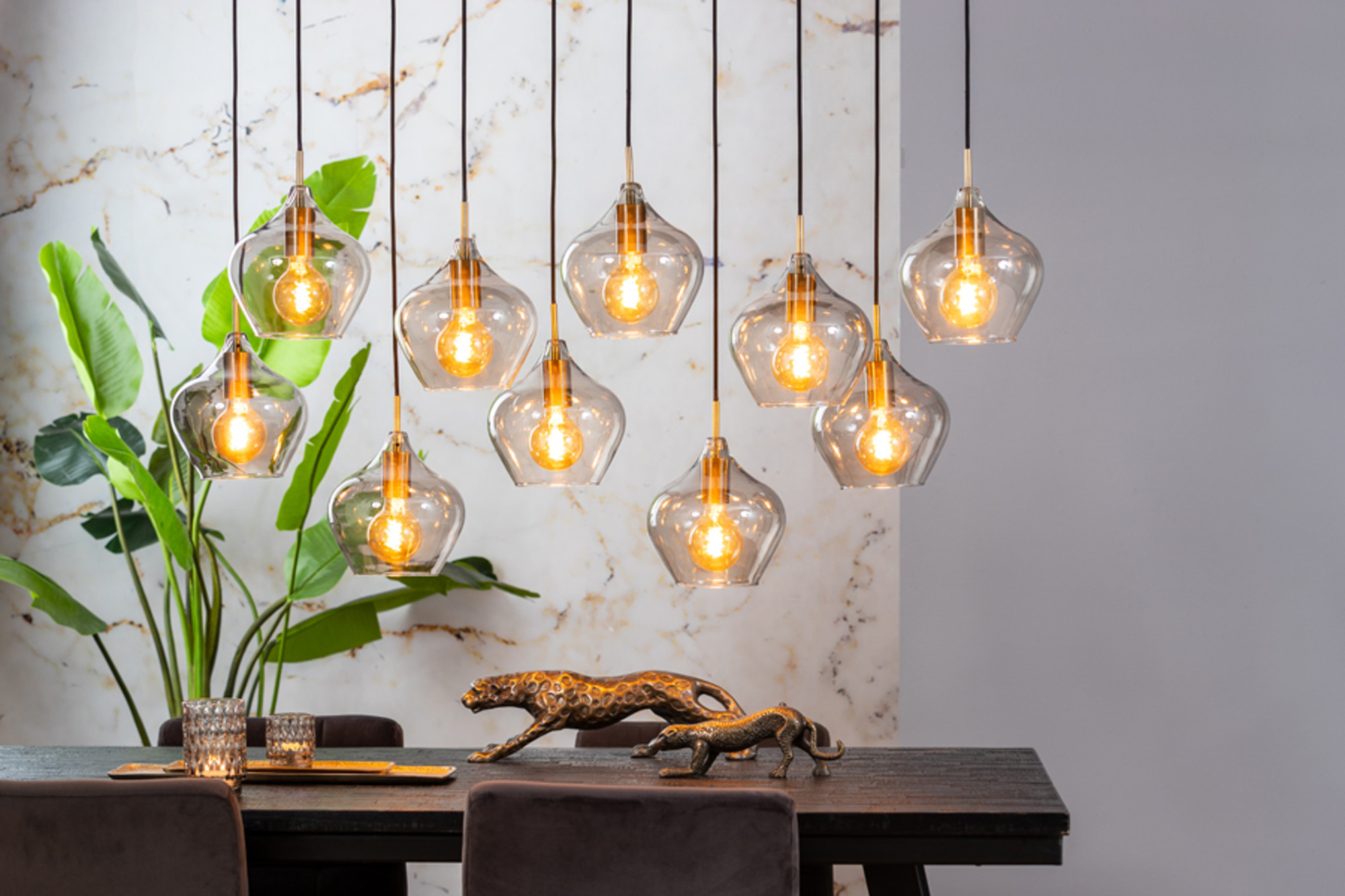 Suspension en verre à plusieurs pendants Light & Living Rakel – Image 4