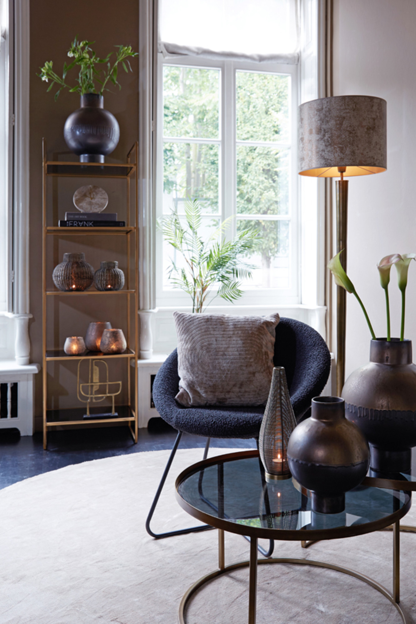 Lampadaires modernes bleus avec abat-jour en tissu Light & Living Vixen – Image 5