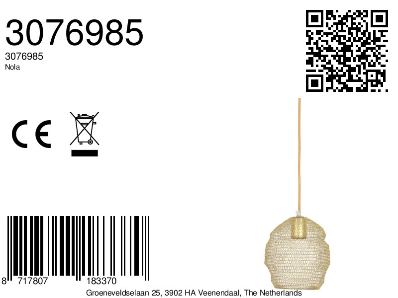 Suspension dorée en fil grillagé Light & Living Nola – Image 3