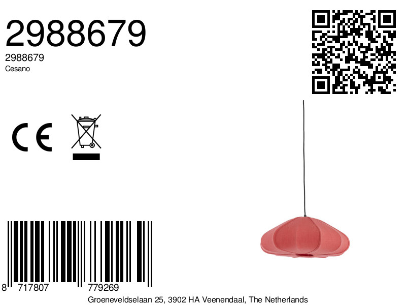 Suspension rose en tissu au style doux Light & Living Cesano – Image 6