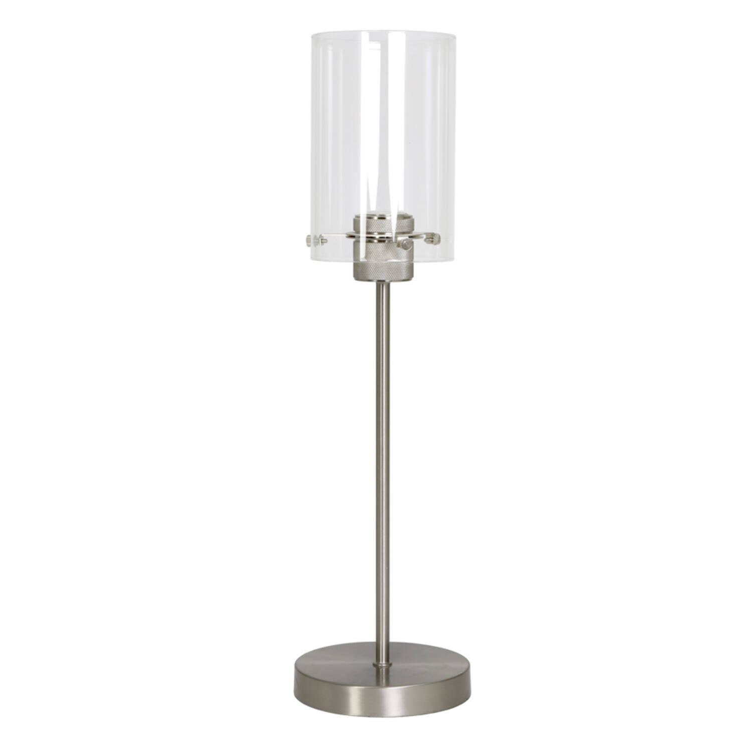 Lampe de table cylindrique en verre et métal acier Light & Living Vancouver