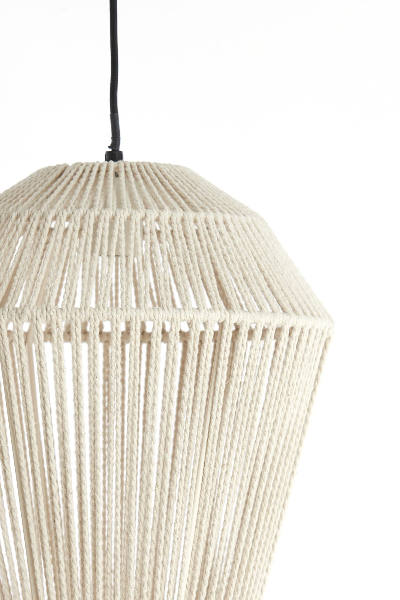 Suspension en tissu beige à ambiance chaleureuse Light & Living Deya – Image 3