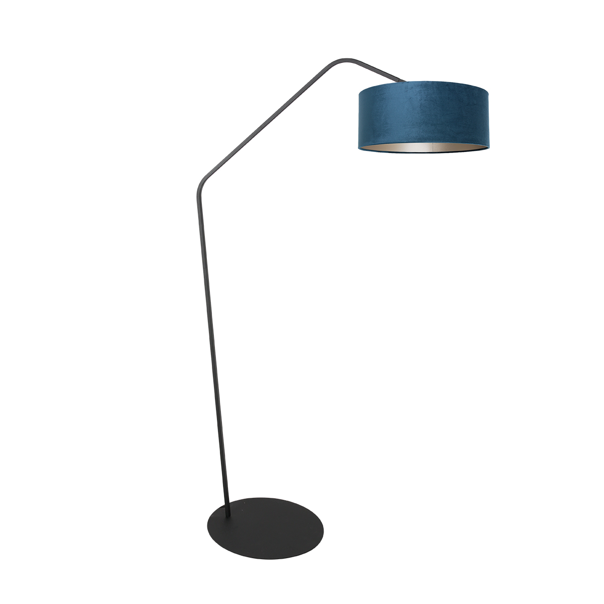 Lampadaire noir avec abat-jour velours bleu Anne Lighting ZigZag