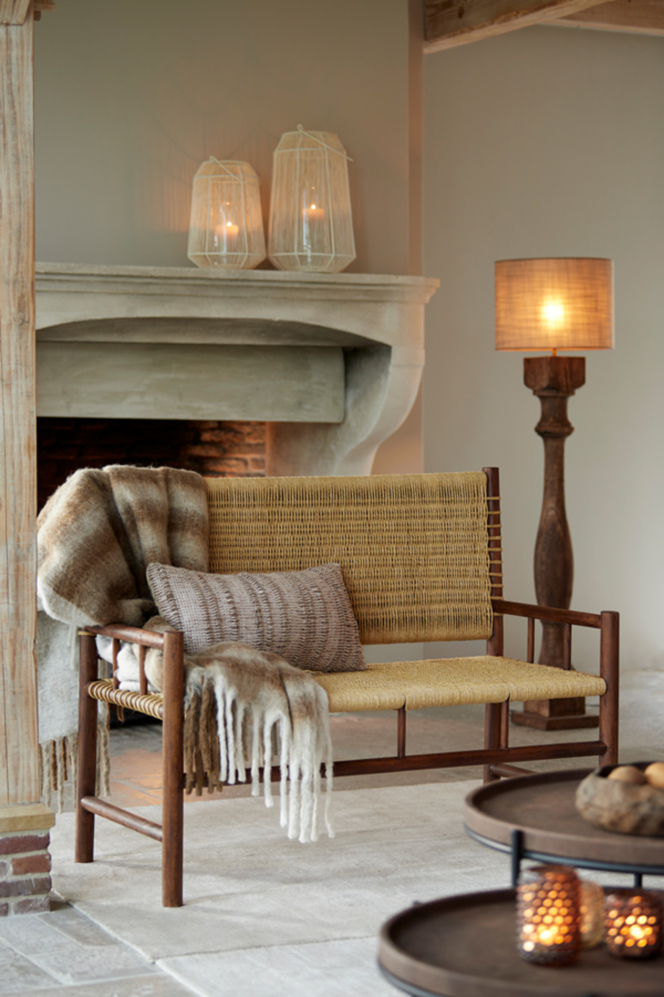 Piedestal de lampe en bois design classique Light & Living Robbia – Image 4