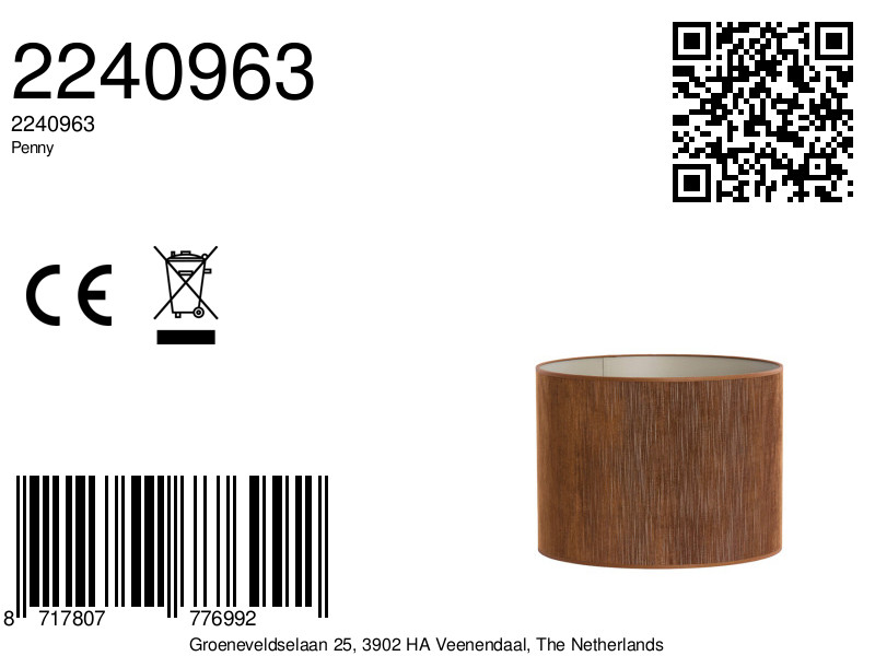 Abat-jour cylindrique de couleur brune Light & Living Penny – Image 8