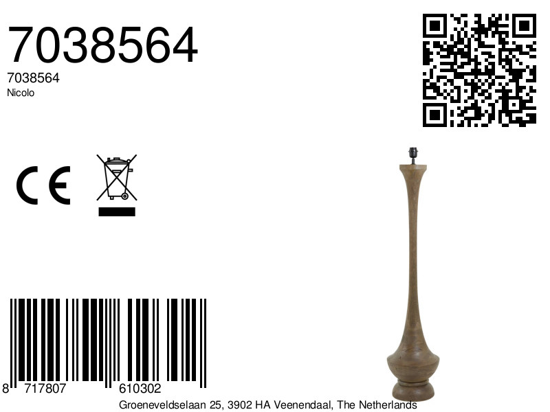 Base de lampe moderne en bois Light & Living Nicolo – Image 9