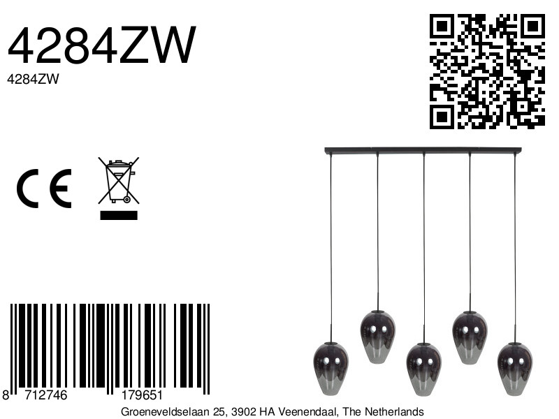 Suspension allongée avec 5 verres fumés en forme de goutte Mexlite HaloSwap – Image 9