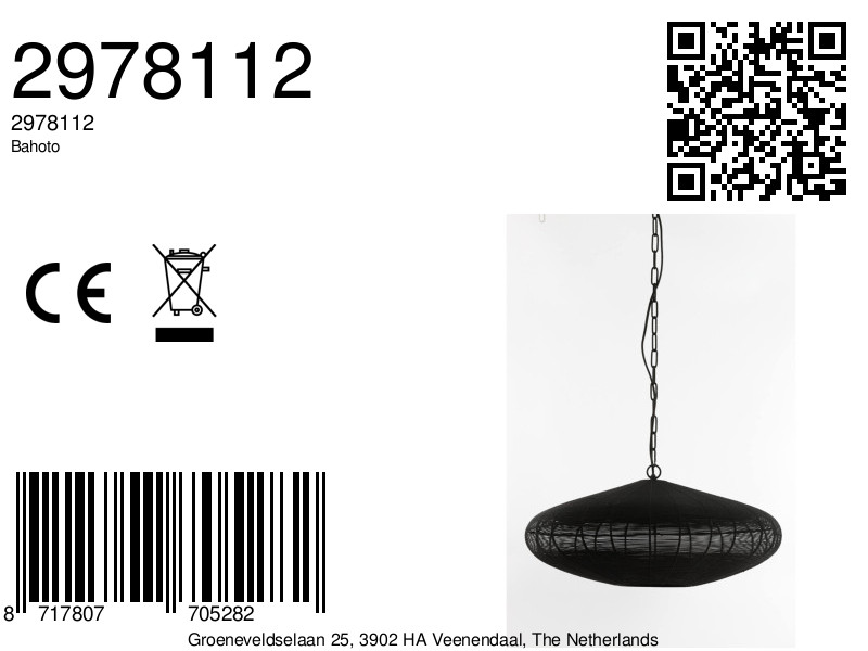 Suspension ovale noire en fil Light & Living Bahoto – Image 9