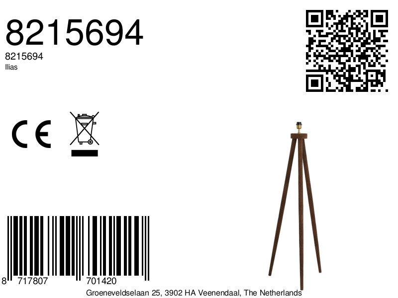 Trépied lampe en couleur bois Light & Living Ilias – Image 8