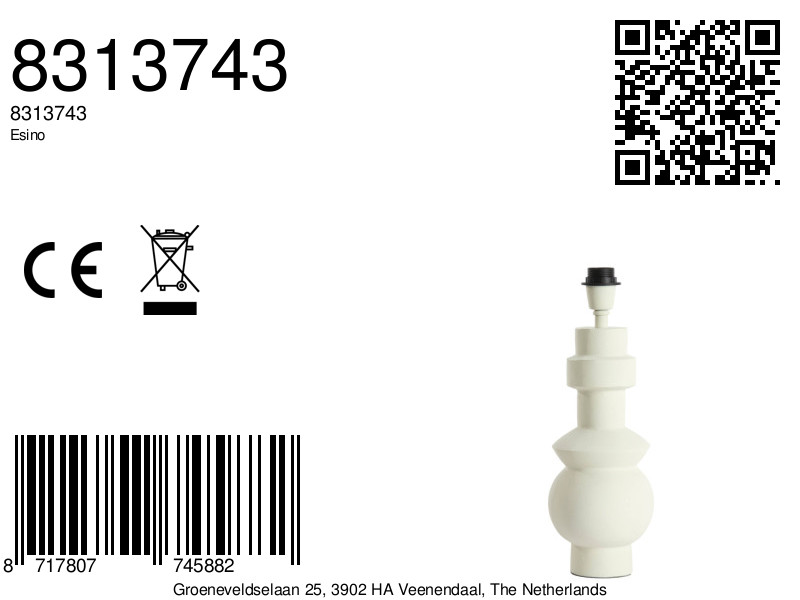 Socle de lampe blanche design géométrique Light & Living Esino – Image 7