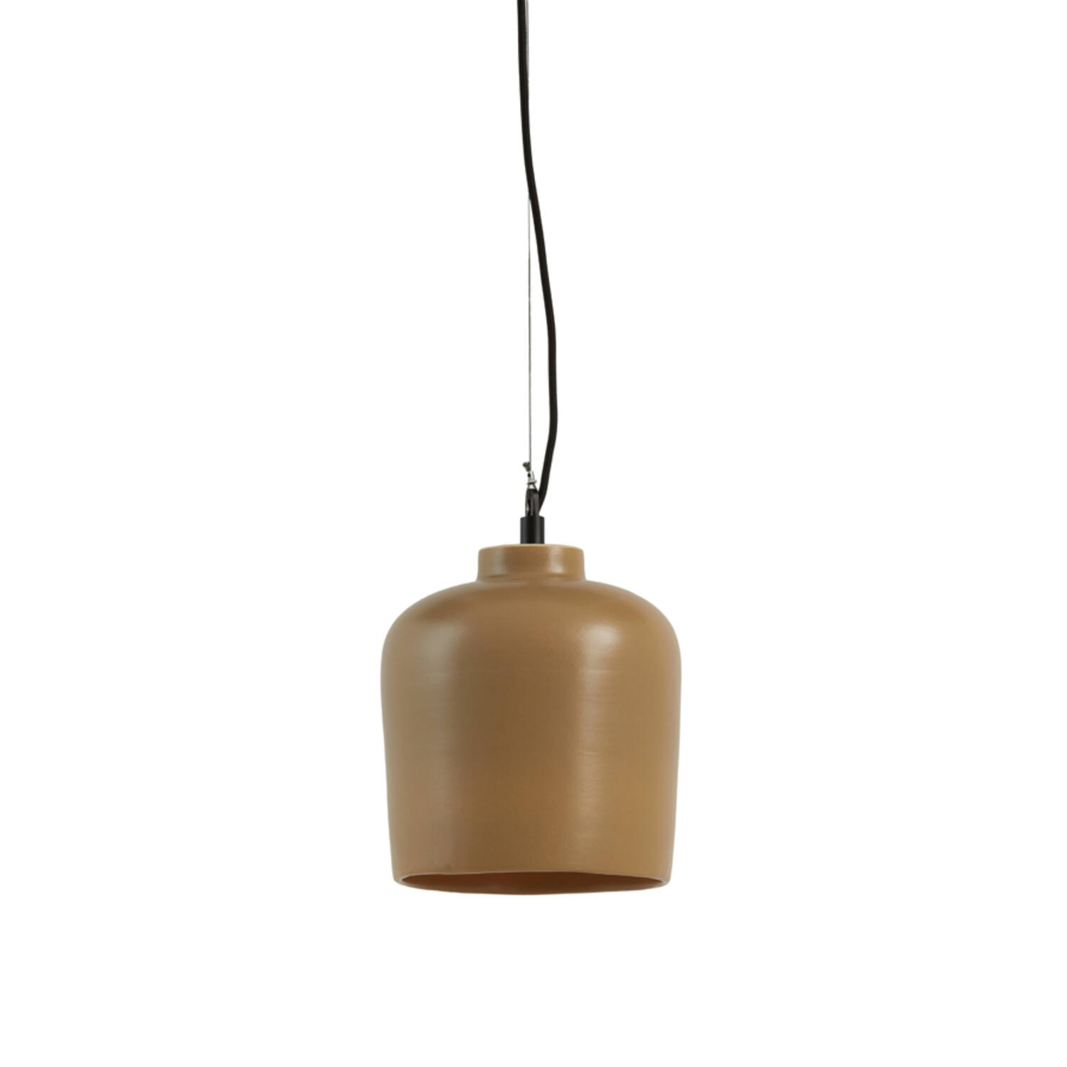 Suspension cylindrique en tissu beige Light & Living Dena