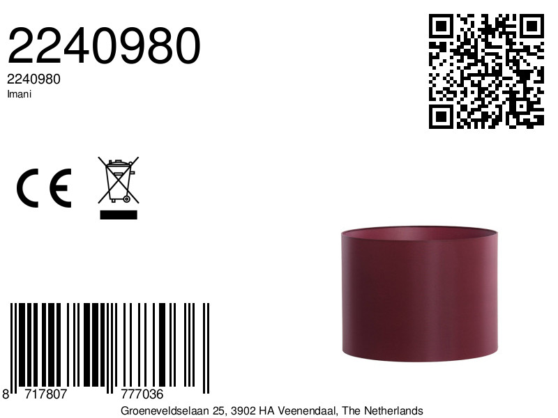 Abat-jour bordeaux cylindrique Light & Living Imani – Image 8