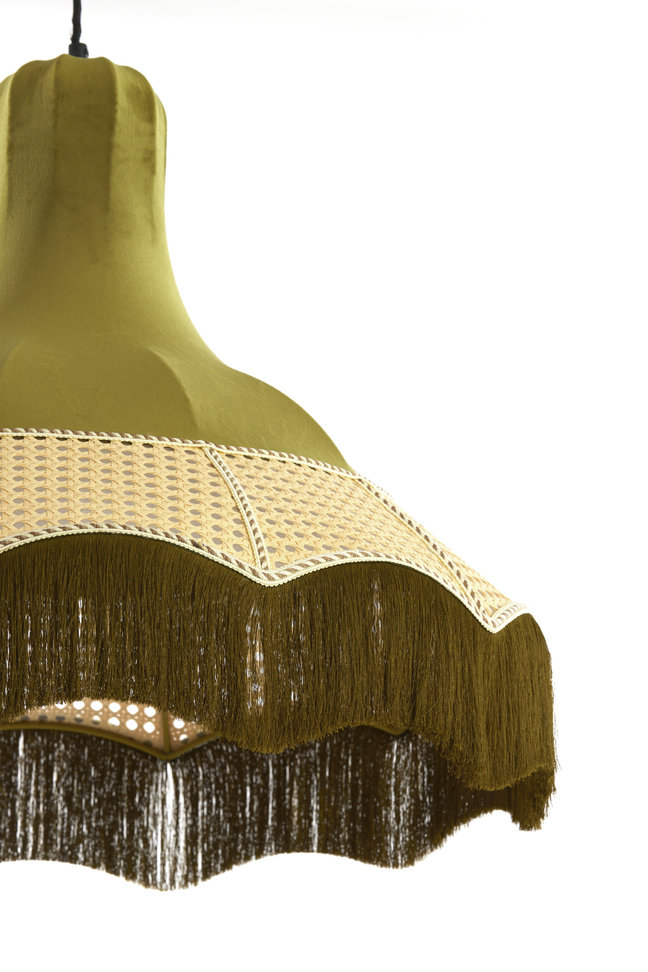 Suspension verte en velours avec franges Light & Living Mizia – Image 3