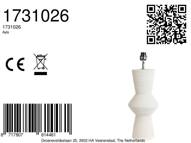 Pied de lampe blanc au design sculptural Light & Living Ayla – Image 8