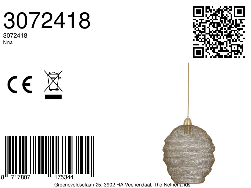 Suspension dorée avec design tressé Light & Living Nina – Image 9