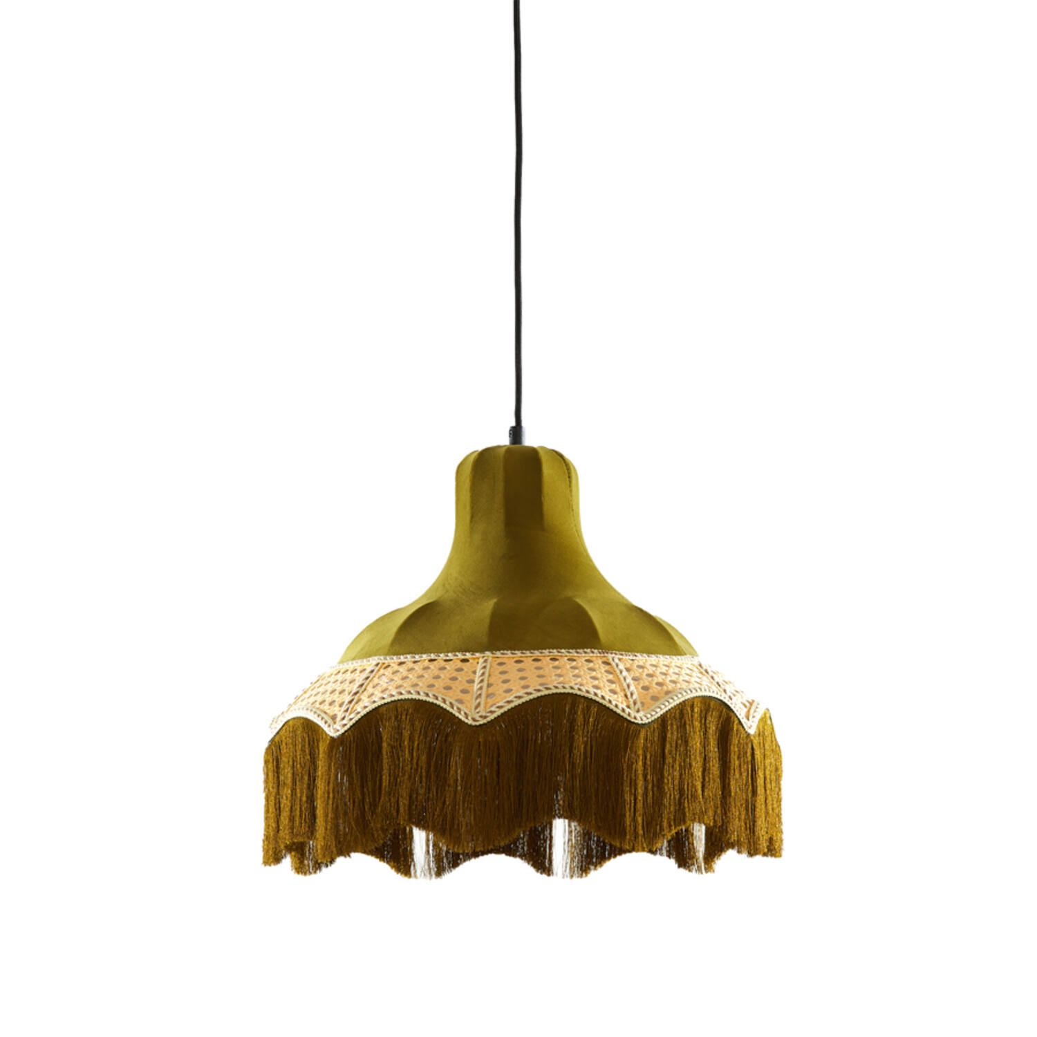 Suspension en velours avec bordure frangée Light & Living Mizia