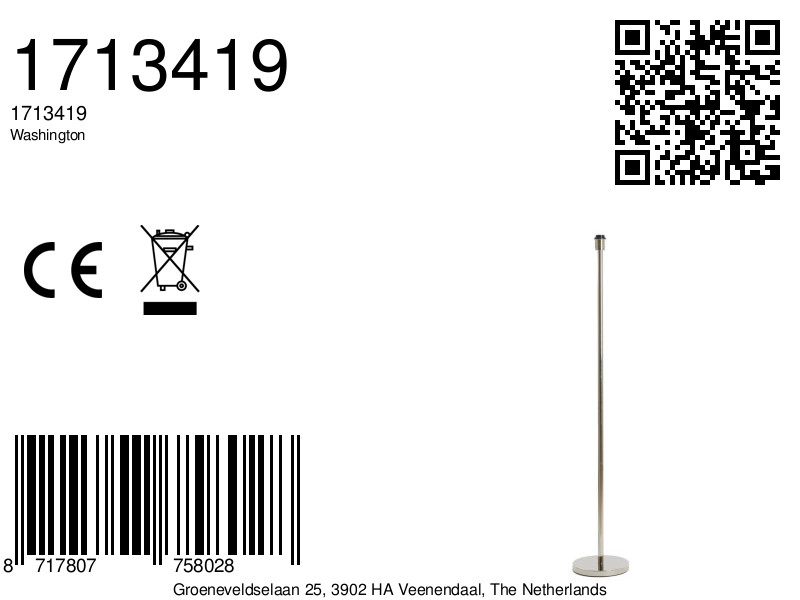 Long socle de lampe en argent Light & Living Washington – Image 7