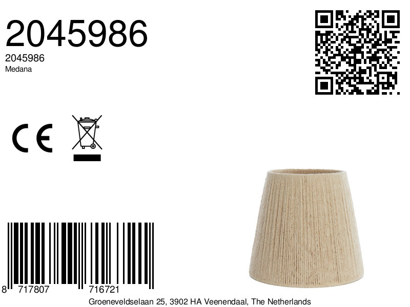 Abat-jour en tissu beige avec finition à nervures Light & Living Medana – Image 8