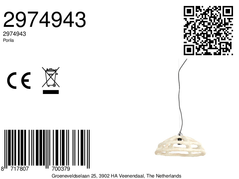 Suspension blanche en textile organique Light & Living Porila – Image 7