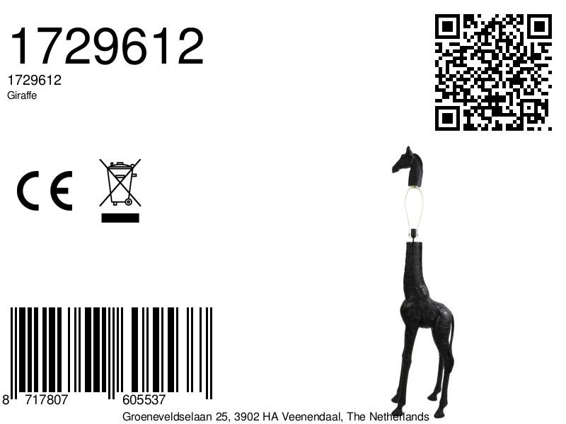 Grand lampadaire girafe noir Light & Living Giraffe – Image 9