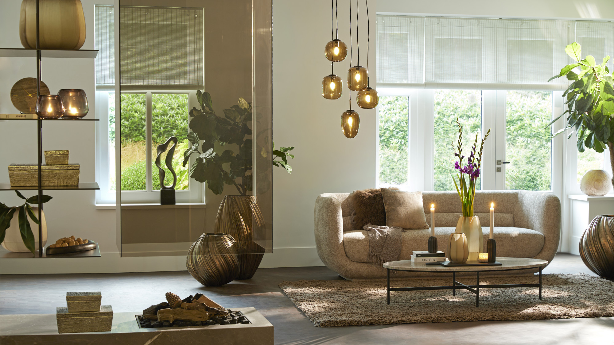 Suspension cluster avec boules en verre brun Light & Living Mezza – Image 4