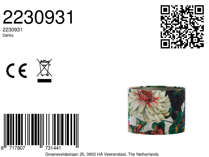 Abat-jour cylindrique à motif floral Light & Living Dahlia – Image 8