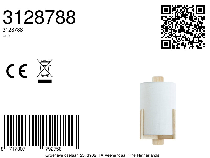 Abat-jour blanc au design cylindrique Light & Living Litto – Image 7