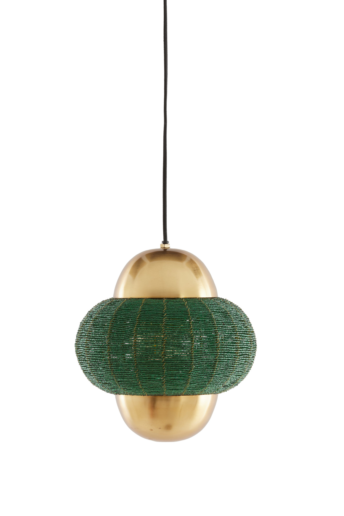 Suspension verte en tissu avec accent doré Light & Living Cetara – Image 2