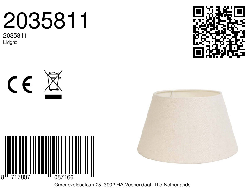 Abat-jour en lin crème Light & Living Livigno – Image 3