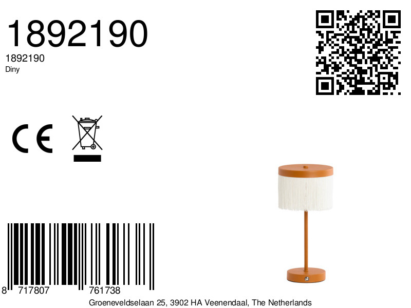 Lampe de table vintage orange à franges Light & Living Diny – Image 5