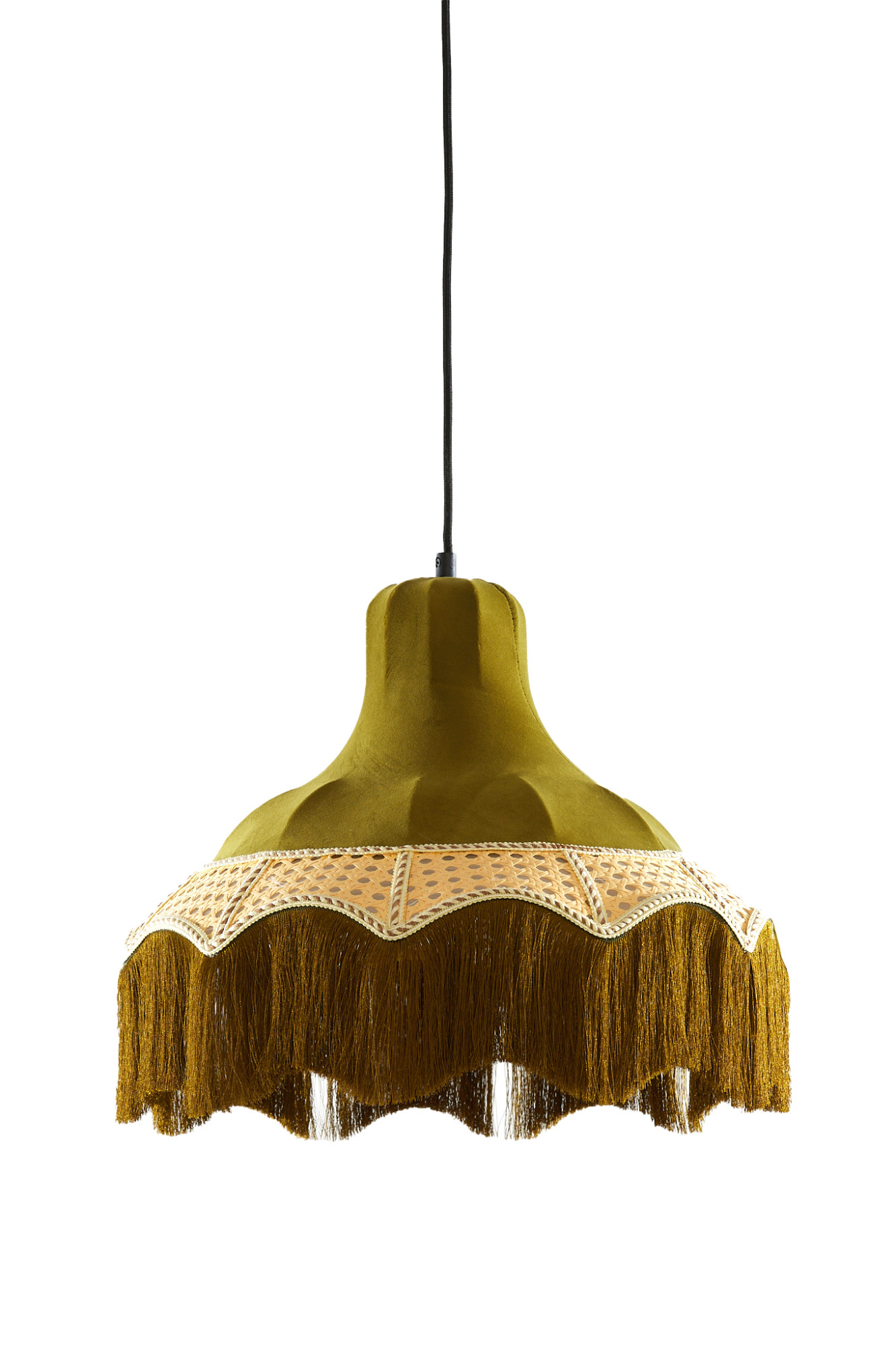 Suspension en velours avec bordure frangée Light & Living Mizia – Image 2