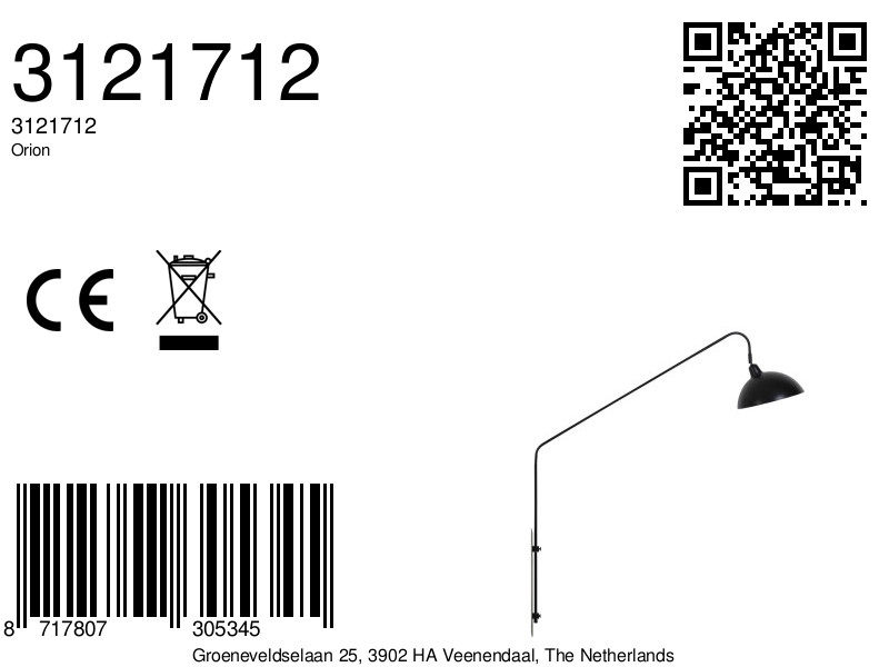 Applique murale noire avec bras long Light & Living Orion – Image 7