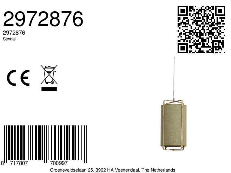 Suspension cylindrique verte pour ambiance cosy Light & Living Sendai – Image 8